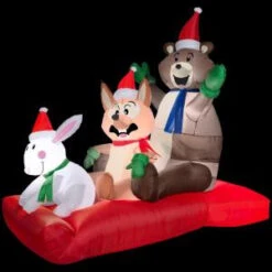 Gemmy 43 In. W X 72 In. D X 72 In. H Animated Inflatable Woodland Sled Scene-36440 300082130