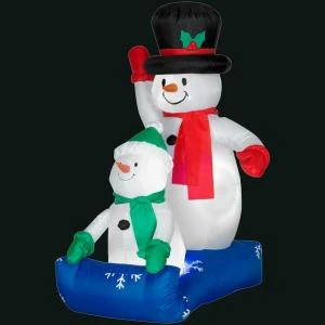 Gemmy 43.31 In. L X 27.56 In. W X 48.03 In. H Inflatable Father Snowman And Child-84519X 300060727 1 Gemmy 43.31 In. L X 27.56 In. W X 48.03 In. H Inflatable Father Snowman And Child-84519X 300060727