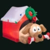 Gemmy 43.7 In. L X 66.14 In. W X 44.49 In. H Inflatable Animated Dog In Presents With Candy Cane Bone-36867X 300060726