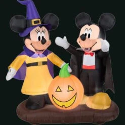 Gemmy 51.18 In. L X 37.40 In. W X 53.94 In. H Inflatable Mickey And Minnie With Jack-O-Lantern Scene-58774X 300060752