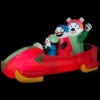 Gemmy 83.86 In. W X 37.01 In. D X 42.91 In. H Animated Inflatable Bobsled Team Penguin, Snowman And Teddy Bear-88259X 205469618