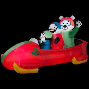 Gemmy 83.86 In. W X 37.01 In. D X 42.91 In. H Animated Inflatable Bobsled Team Penguin, Snowman And Teddy Bear-88259X 205469618 1 Gemmy 83.86 In. W X 37.01 In. D X 42.91 In. H Animated Inflatable Bobsled Team Penguin, Snowman And Teddy Bear-88259X 205469618
