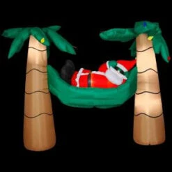 Gemmy 90 In. W X 38 In. D X 72 In. H Inflatable Santa In Hammock Scene-89212 300082137