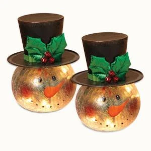 Gerson 8 In. H Electric Lighted Crackle Glass Snowman (Pack Of 2)-2099880EC 300349648 1 Gerson 8 In. H Electric Lighted Crackle Glass Snowman (Pack Of 2)-2099880EC 300349648