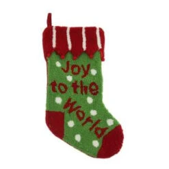 Glitzhome 19 In. Polyester/Acrylic Hooked Christmas Stocking With Joy To The World-JK26176PFG 207053496