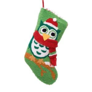 Glitzhome 19 In. Polyester/Acrylic Hooked Christmas Stocking With Owl-JK26185WG 207053503 1 Glitzhome 19 In. Polyester/Acrylic Hooked Christmas Stocking With Owl-JK26185WG 207053503