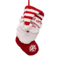 Glitzhome 20 In. Polyester/Acrylic Hooked Christmas Stocking With 3D Santa-JK13403WSA 207053505