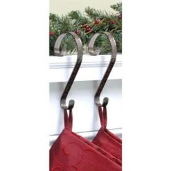 Haute Decor Stocking Scrolls Stocking Holders Bronze Embossed Holly (2-Pack)-SS0222 206998500