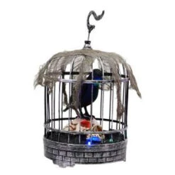 Home Accents Holiday 10 In. Animated Talking Raven In Cage With Skull-6346-13817HD 206770875