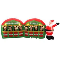 Home Accents Holiday 11 Ft. Inflatable Santa With Reindeer In Stable-89984 205081088
