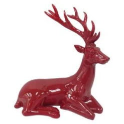 Home Accents Holiday 12 In. H Red Glazed Sitting Reindeer-LX1286-R 205930724
