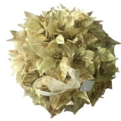 Home Accents Holiday 14.5 In. Dried Floral Wreath Gold Glittered Kissing Ball-44682A 207168393