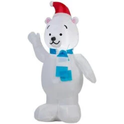 Home Accents Holiday 29.13 In. W X 14.57 In. D X 42.13 In. H Lighted Inflatable Outdoor Polar Bear-39416 206950486