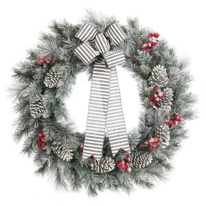 Home Accents Holiday 30 In. Snowy Pine Artificial Wreath With Pinecones And Berries-2314620HD 206768340 1 Home Accents Holiday 30 In. Snowy Pine Artificial Wreath With Pinecones And Berries-2314620HD 206768340