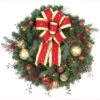 Home Accents Holiday 32 In. LED Pre-Lit Hilltop Artificial Christmas Wreath With Ribbon, Baubles And 50 Battery-Operated Warm-White Lights-CHZH1761699THY 206771212