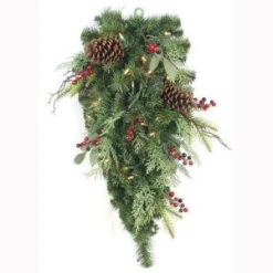 Home Accents Holiday 32 In. Pre-Lit Woodland Tales Teardrop Artificial Swag With Battery-Operated 35 Warm White LED-CHZH3811649THD 206771168