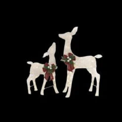 Home Accents Holiday 36 In. LED Lighted White PVC Deer And 28 In. LED Lighted White PVC Doe-TY449-1611-1 206963253