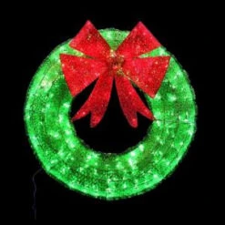 Home Accents Holiday 36 In. Green Tinsel Wreath With Twinkling Lights-W12L0568 205919416