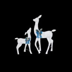 Home Accents Holiday 42 In. And 28 In. LED Lighted White Standing Deer (Set Of 2)-TY482-1611-1 206963302