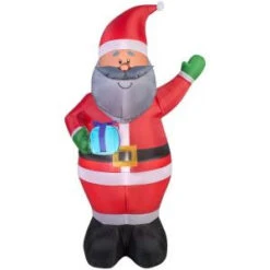 Home Accents Holiday 42.52 In. W X 33.47 In. D X 77.95 In. H Lighted Inflatable African American Santa With Present-39419 206950080