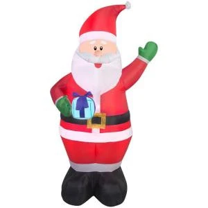 Home Accents Holiday 42.52 In. W X 33.47 In. D X 77.95 In. H Lighted Inflatable Santa With Present-39412 206950097 1 Home Accents Holiday 42.52 In. W X 33.47 In. D X 77.95 In. H Lighted Inflatable Santa With Present-39412 206950097
