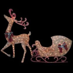 Home Accents Holiday 5 Ft. Gold Reindeer With 44 In. Sleigh-TY374+375-1411 205152648