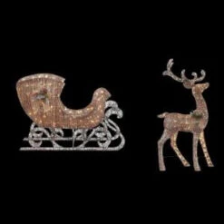 Home Accents Holiday 5 Ft. Pre-Lit PVC Grapevine Standing Deer With 44 In. Sleigh-TY555+560-1511 205982824