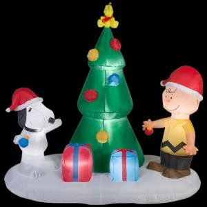 Home Accents Holiday 59.84 In. W X 37.40 In. D X 72.05 In. H Lighted Inflatable Snoopy And Charlie With Christmas Tree Scene-36794 206950762 1 Home Accents Holiday 59.84 In. W X 37.40 In. D X 72.05 In. H Lighted Inflatable Snoopy And Charlie With Christmas Tree Scene-36794 206950762