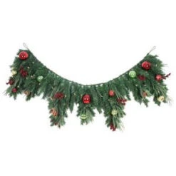 Home Accents Holiday 6 Ft. LED Pre-lit Jolly Artificial Mantel Garland With 50 Battery-Operated Warm-white Lights-CHZH17616102THY 206771190