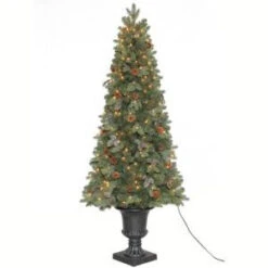 Home Accents Holiday 6.5 Ft. Greenland Potted Artificial Christmas Tree With 250 Clear Lights-TV66P2534C00 203995446