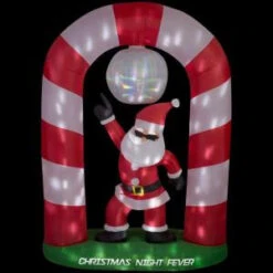 Home Accents Holiday 69.69 In. W X 27.56 In. D X 96.06 In. H Lighted Animated Inflatable Disco Santa Scene (POL)-39967 206950320