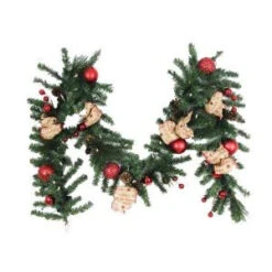 Home Accents Holiday 9 Ft. Battery Operated Burlap Holiday Artificial Garland With 50 Clear LED Lights-BOWOTHD153D 205915361