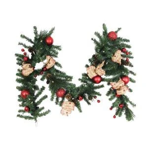 Home Accents Holiday 9 Ft. Battery Operated Burlap Holiday Artificial Garland With 50 Clear LED Lights-BOWOTHD153D 205915361 1 Home Accents Holiday 9 Ft. Battery Operated Burlap Holiday Artificial Garland With 50 Clear LED Lights-BOWOTHD153D 205915361