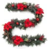 Home Accents Holiday 9 Ft. Twig Pine Red Poinsettia Garland With Pinecones, Berries And Ball Ornaments-2321570HD 206771886