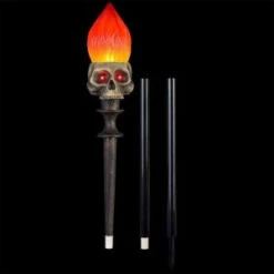 Home Accents Holiday LightShow 54 In. Electro Fire-Height Adjustable-Iron Torch-LG Pathway Marker-71436 206762417