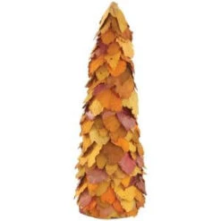 Home Decorators Collection 18 In. Orange Dried Leaves Cone Tree-9755400570 300145290