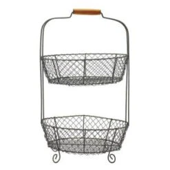 Home Decorators Collection 21 In. 2-Tier Wire Basket-9306500270 206461197