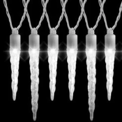 LightShow 12-Light LED White Icicle Light Set-85382 202704720