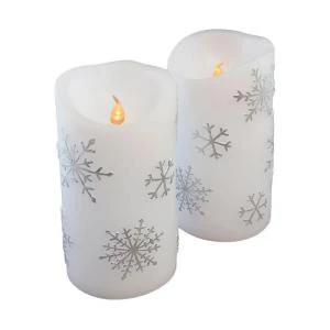 Lumabase 6 In. Silver Snowflake Flameless Candles (Set Of 2)-92102 205492688 1 Lumabase 6 In. Silver Snowflake Flameless Candles (Set Of 2)-92102 205492688