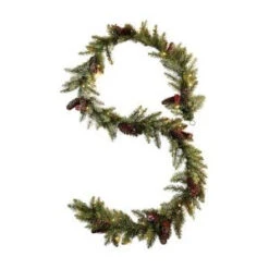 Martha Stewart Living 12 Ft. Pre-Lit Snowy Dunhill Fir Garland-9781500610 300374750