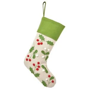 Martha Stewart Living 16 In. Green Trim Polyester Holly And Berries Christmas Stocking-9717400610 300274112 1 Martha Stewart Living 16 In. Green Trim Polyester Holly And Berries Christmas Stocking-9717400610 300274112