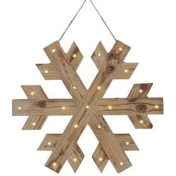 Martha Stewart Living 18 In. W Lighted Wood Snowflake Christmas Ornament-9727200410 300245620