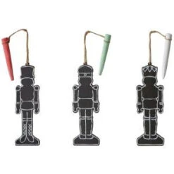 Martha Stewart Living 2.75 In. Chalkboard Nutcracker Christmas Ornaments (Set Of 3)-9733000210 300265207