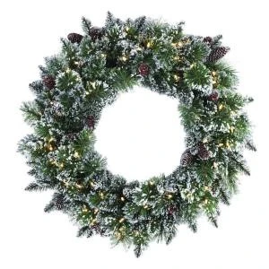 Martha Stewart Living 30 In. LED Pre-Lit Glittery Bristle Pine Artificial Christmas Wreath-9316310610 206497385 1 Martha Stewart Living 30 In. LED Pre-Lit Glittery Bristle Pine Artificial Christmas Wreath-9316310610 206497385