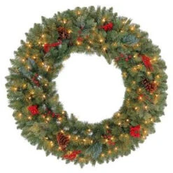 Martha Stewart Living 36 In. Winslow Artificial Wreath With 150 Clear Lights-GD30P4598C00 205915358