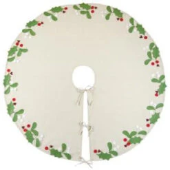 Martha Stewart Living 52 In. Holly And Berries Christmas Tree Skirt-9717300730 300274289
