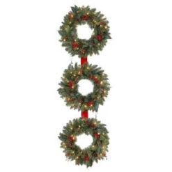 Martha Stewart Living 60 In. Winslow 3-Ring Artificial Wreath With 25 Clear Lights-GD18P4598C00 205983381