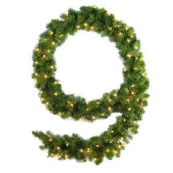 Martha Stewart Living 9 Ft. Pre-Lit Downswept Douglas Fir Garland-9316200610 206497679