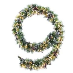 Martha Stewart Living 9 Ft. Pre-Lit Glittery Bristle Pine Garland-9316000610 206497625