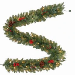 Martha Stewart Living 9 Ft. Winslow Artificial Garland With 100 Clear Lights-GT90P4598C00 205915557